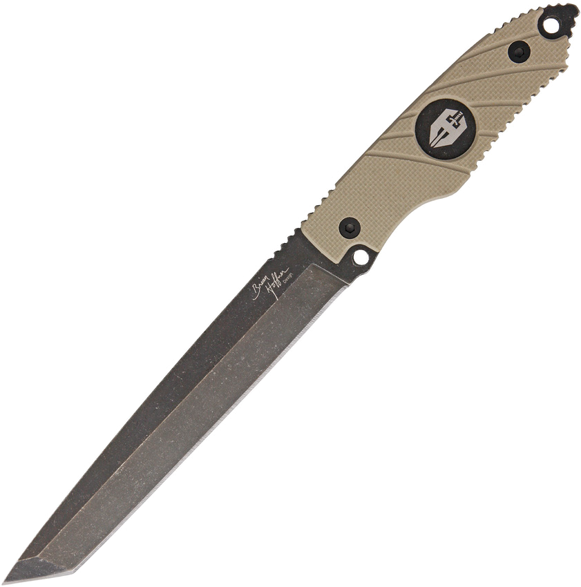 product image for Hoffner Knives Beast Black 7" 440C Stainless Tanto Blade with Khaki G-10 Handles