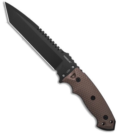 product image for Hogue EX-F01 Brown G-10 Handle 7" Black A2 Steel Tanto Blade