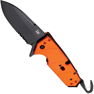 Hogue 54214 HK Karma 3.75" Black Partially Serrated Spear Point Blade Orange G10 Handle