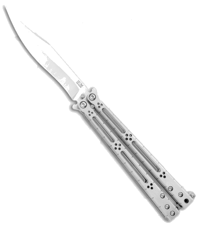 product image for Hom Design Basilisk-R Titanium Balisong Butterfly Knife Green Ano Bowie Satin Finish