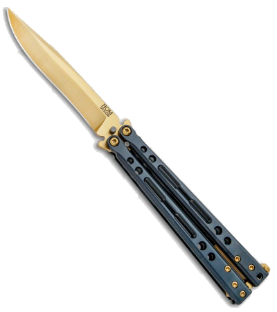 product image for Hom Design Specter Elite Gold Titanium Balisong Butterfly Knife