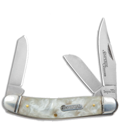 product image for Imperial Cracked Ice Marble Acrylic Triple Blade Pocket Knife 3Cr13MoV Stainless Steel