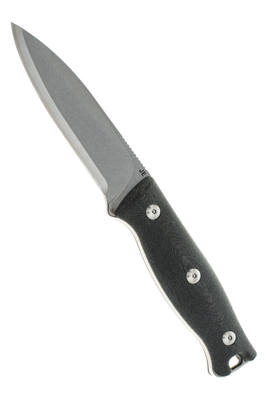 product image for J.E. Made Bushcraft Black 12C27 Fixed Blade Knife with Black Kydex Sheath