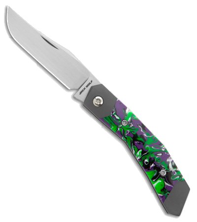 product image for Jack Wolf Mini Cyborg Jack Slip Joint Knife Green Kaotic Resin 2 6 Hand Satin