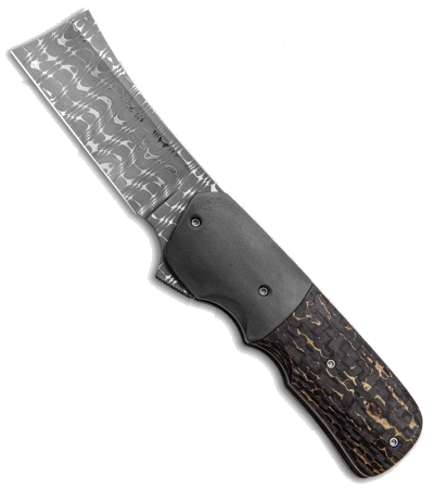 product image for Jason-Clark Custom Mini Spanish Tip Flipper Knife Fat Carbon Fiber Damascus