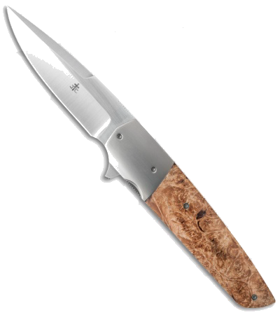 product image for Jason Clark Custom Maple Burl Titanium Frame Lock Flipper Knife CPM-154 Satin