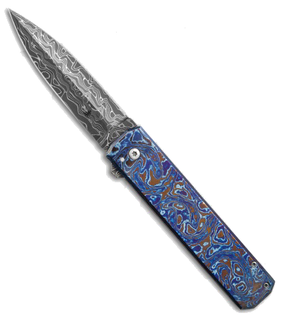 product image for Jason Clark Custom Straight Dagger Damascus Flipper Knife Timascus Handle