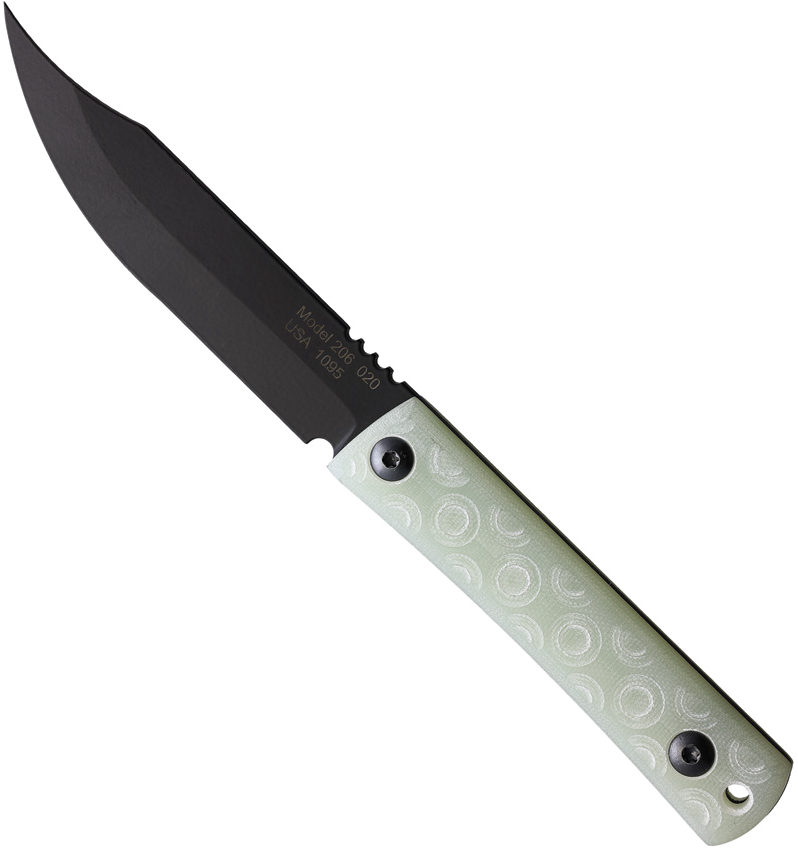 product image for Jason Perry Blade Works Black 1095HC Steel Clip Point Blade 4.75" with Jade G10 Handle and Kydex Sheath