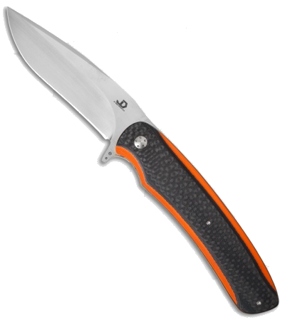 product image for JD Van Deventer CRUZ Flipper Orange G-10 Black Carbon Fiber Laminate M390 Satin Blade