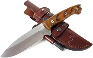 product image for JEO TEC N29 Bushcraft Survival Hunting Knife Cocobolo Wood Handle MOVA 58 Stainless Steel 10" with Multi-Positioned Leather Sheath
