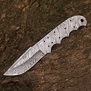 product image for JNR-Traders Damascus Steel Skinner Blank Blade Silver Fire Storm Pattern 2169