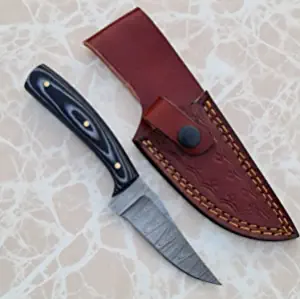 product image for JNR Traders Damascus Steel Skinner Knife with Leather Sheath 3728