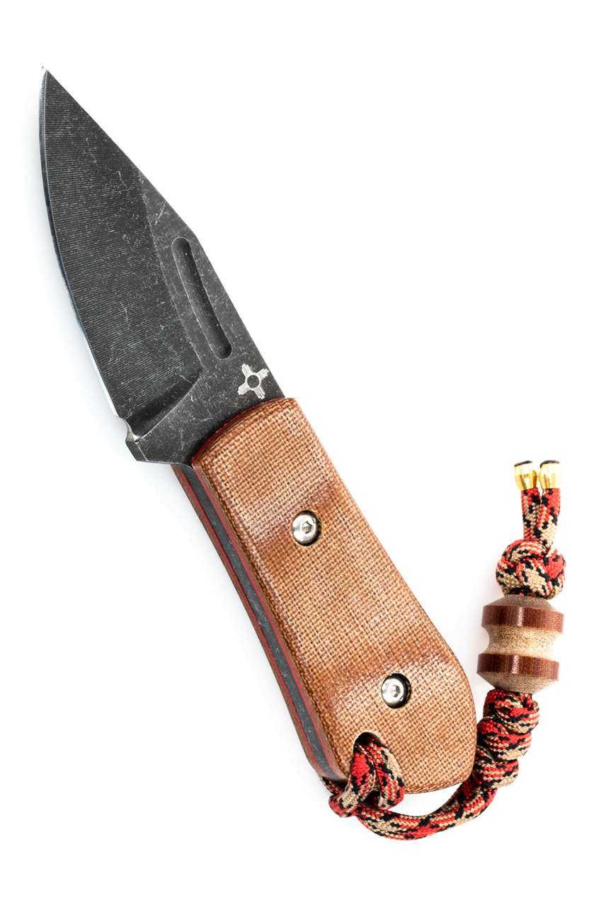 product image for Joe-Loui Chico A2 Black Micarta with Red Liners and Lanyard