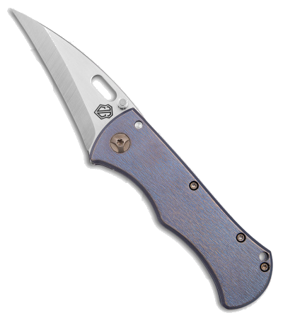 product image for John Gray Custom Blue Bronze Titanium Hawkbill Knife Magnacut Steel