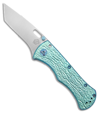 product image for John Gray Custom Splitter Green Titanium Frame Lock Knife Nitro-V Tanto Blade