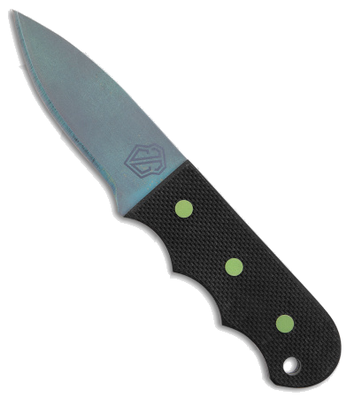John Gray Custom Three Finger Fixed Blade Knife Black & Green G-10 Bluetanium product image