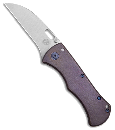 product image for John Gray Custom Purple Bronze Titanium Wharncliffe Frame Lock Knife Magnacut Steel