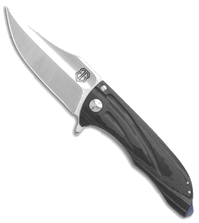 product image for John Gray Custom Splitter Titanium Frame Lock Knife Marbled Carbon Fiber Satin Finish