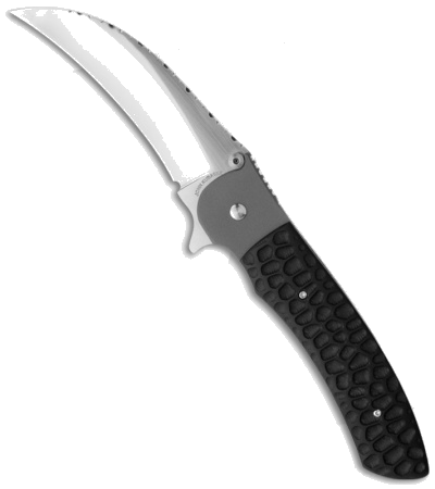 product image for John Kubasek Hawkbill Flipper Knife 154-CM Satin with Jigged Micarta Handle