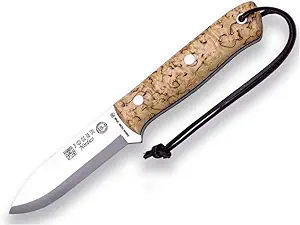 product image for Joker Nórdico CL115 Full Tang Hunting Knife Curly Birch Wood Handle Sandvik 14C28N Blade Brown Leather Sheath