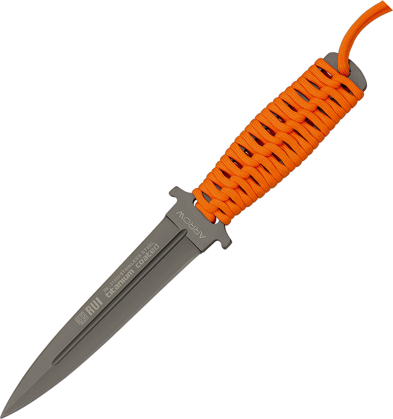 product image for K-25 Arrow Tactical Orange Cord Wrapped Handle Double Edge Dagger Blade Knife