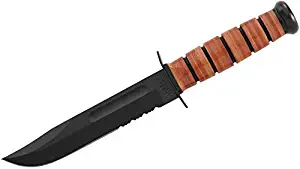 KA-BAR USMC Black Fighter Knife 1218 Serrated