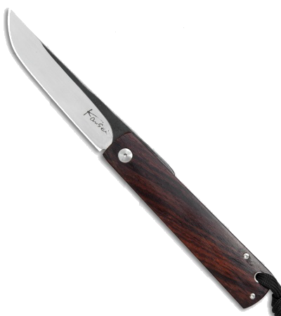 product image for Kansei Matsuno F033 Friction Folder Knife Cocobolo Wood Handle Satin Blade