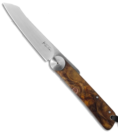 product image for Kansei Matsuno F06L Friction Folder Knife Boxwood Handle D2 Steel Satin Finish