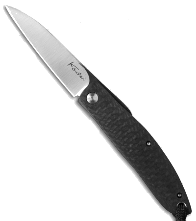 product image for Kansei Matsuno F022 Black Carbon Fiber Friction Folder Knife with Satin Blade