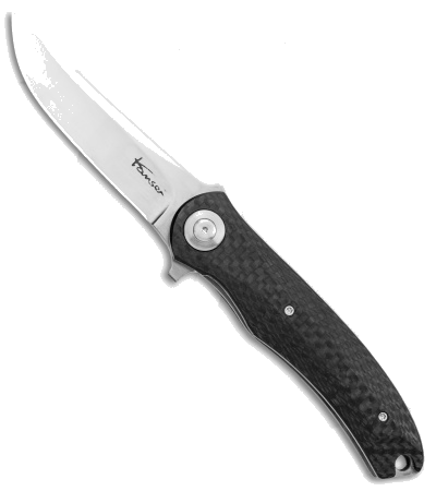 product image for Kansei Matsuno TC07 Flipper Knife Carbon Fiber 3.125" Satin Blade