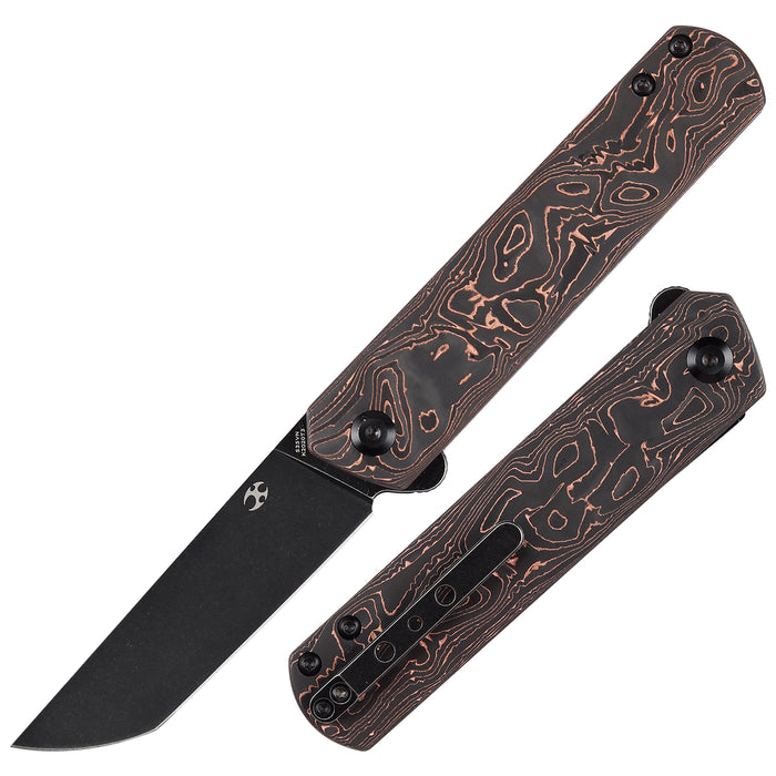 product image for KANSEPT Foosa Slip Joint Flipper Knife Copper Carbon Fiber Handle CPM S35VN Blade Rolf Helbig Design