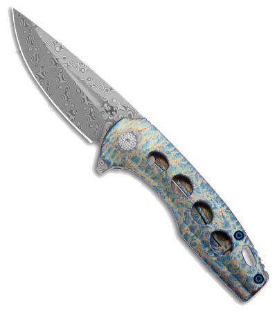 product image for Kansept Knives Cassowary Frame Lock Knife Lightning Strike Ti 2 91 Damascus