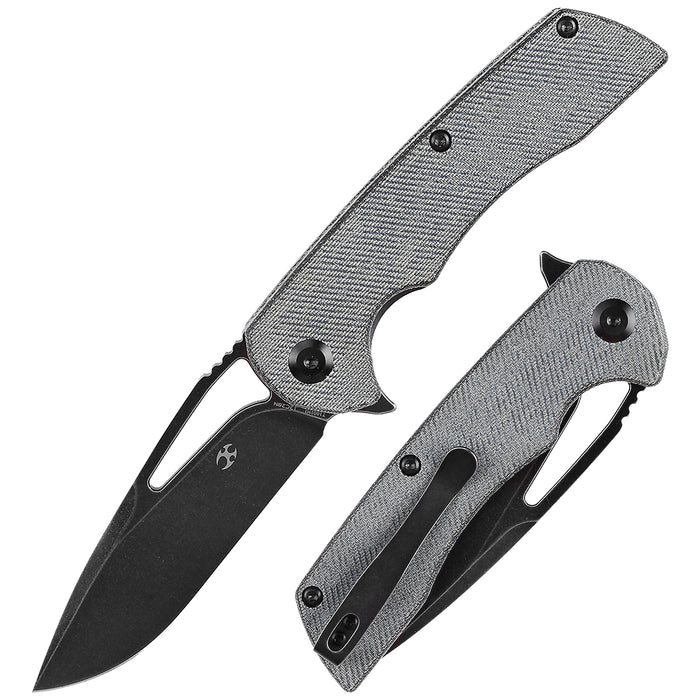 product image for KANSEPT Kryo T1001M Black Stonewashed 12C28N Blade Micarta Handle Flipper Knife
