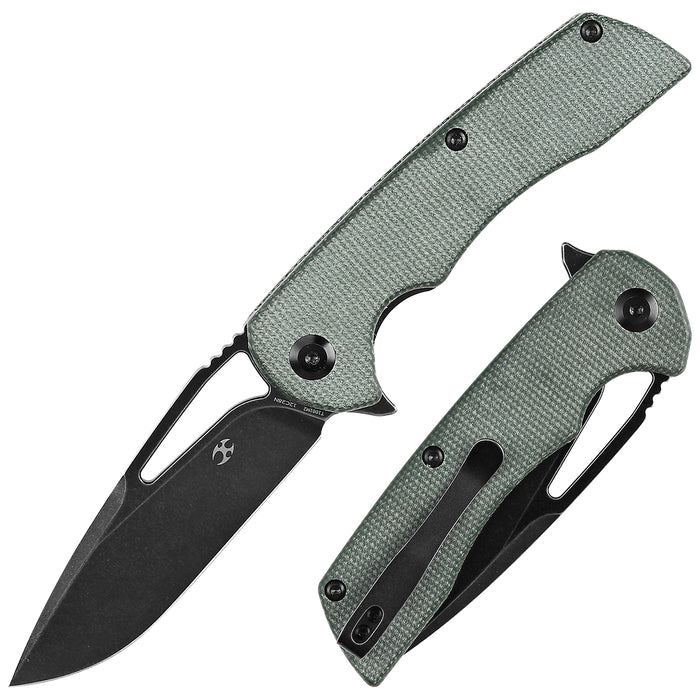 KANSEPT Kryo T1001M Green Micarta Handle 12C28N Blade Flipper Knife