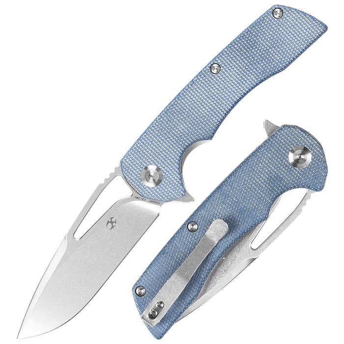 product image for KANSEPT Kryo T1001M Blue Micarta Handle 12C28N Blade Flipper Knife