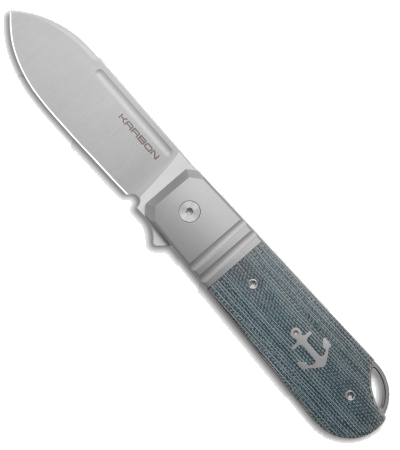 product image for Karbon Knives Ahoy Blue Denim Micarta M390 Exclusive