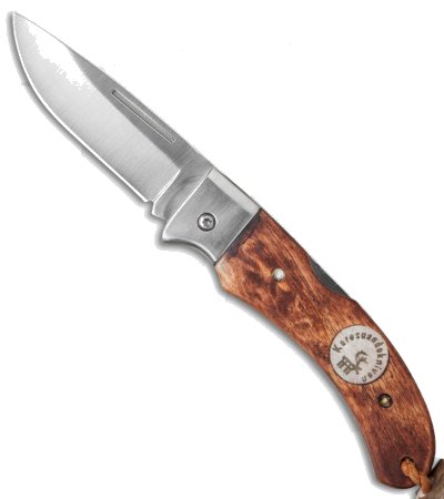 product image for Karesuando Kniven Nallo Lockback Folding Knife Brown Curly Birch Handle Satin Blade
