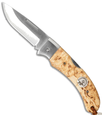 product image for Karesuando Kniven Singi Lockback Folding Knife Curly Birch Satin Finish