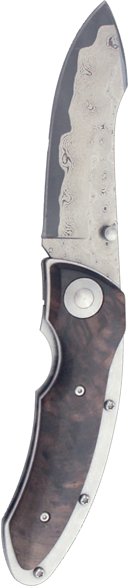 product image for Katz Kagemusha NJ35 Damascus Circassian Walnut Pocket Knife