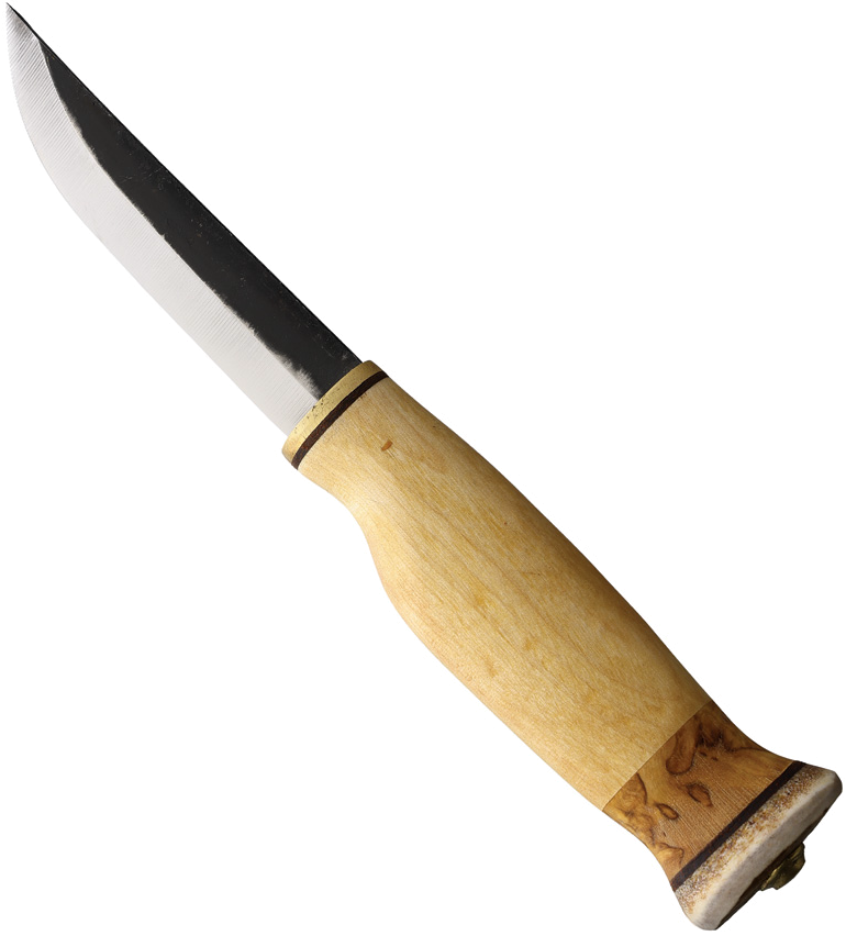 Kellam Puukko 3.75" Curly Birch and Reindeer Antler Handle Knife
