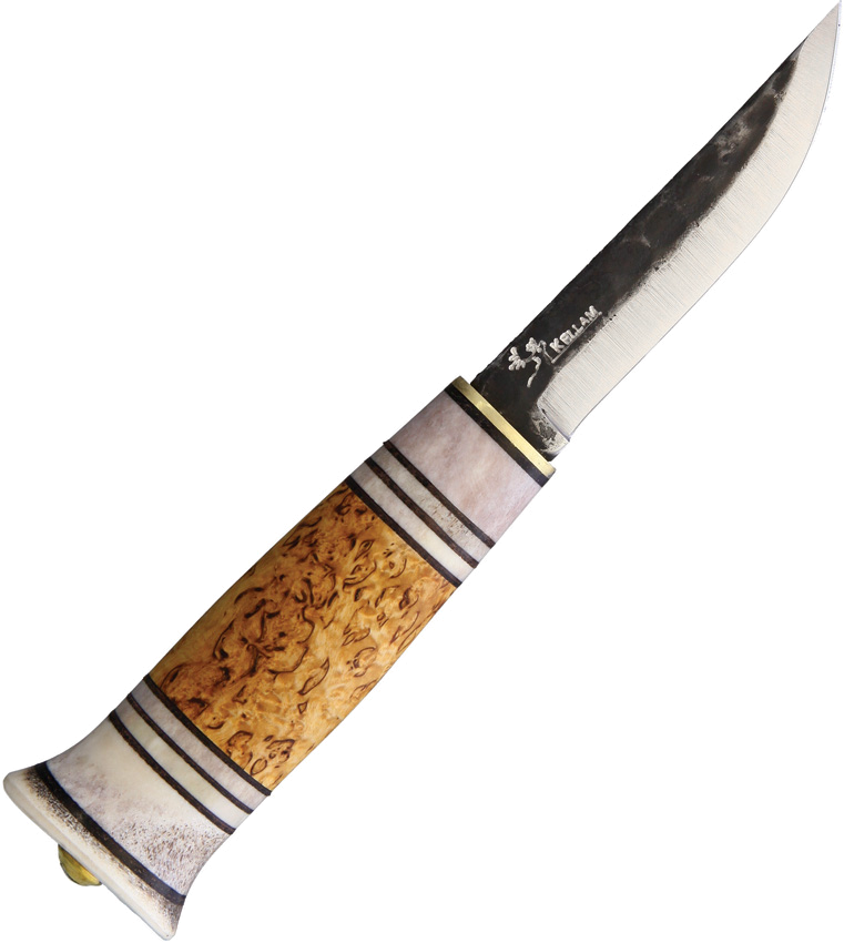 Kellam Borealis 3.75" Carbon Steel Blade Curly Birch and Reindeer Antler Handle Knife product image