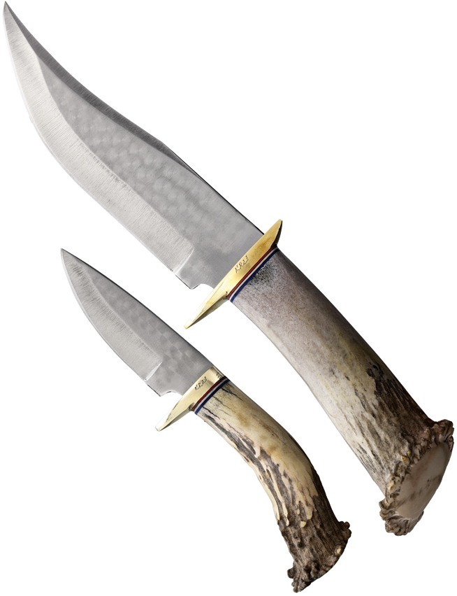 product image for Ken Richardson Knives 1085HC Steel Bowie & Drop Point Antler Handle Knife Set