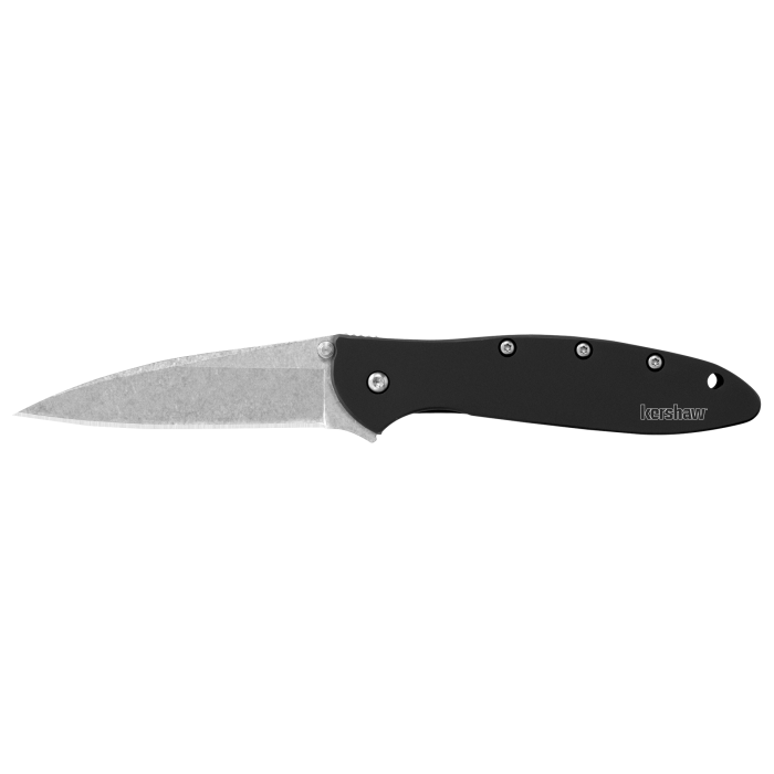 Kershaw Leek Black Aluminum Handle 3" Stonewash Sandvik 14C28N Blade 1660SWBLK product image