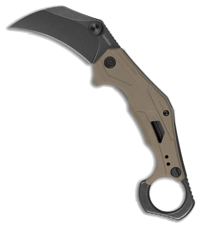 Kershaw Outlier Folding Karambit Knife Tan GRN Handle Black Stonewash Blade