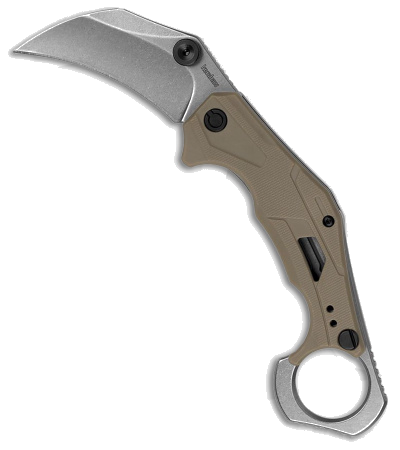 Kershaw Outlier Folding Karambit Assisted Knife Tan GRN 2.5" Stonewash