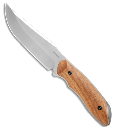 product image for Kershaw Fixed Blade Hunting Knife Wood Handle Satin Finish