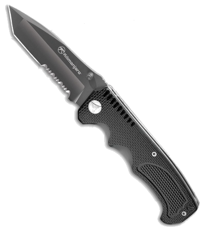 product image for Kilimanjaro Annex Tanto Folding Knife Black G-10 3.375" Black Serrated 910031