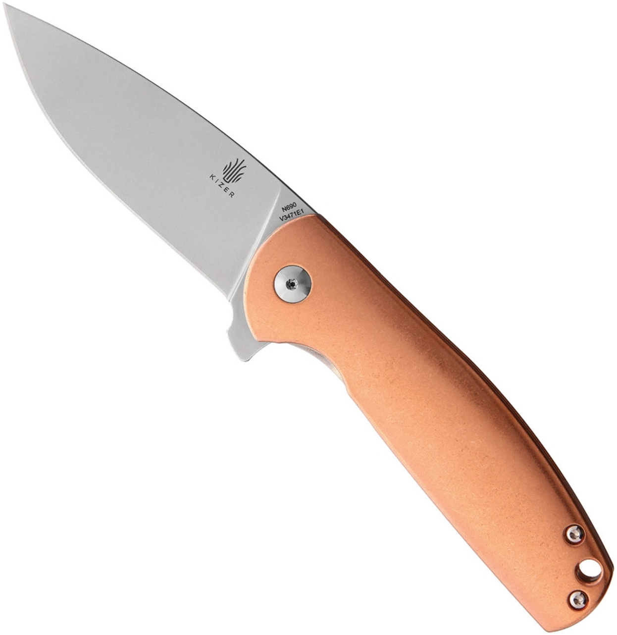 Kizer Vanguard Gemini Flipper Copper N690 Stonewash Blade V3471E1