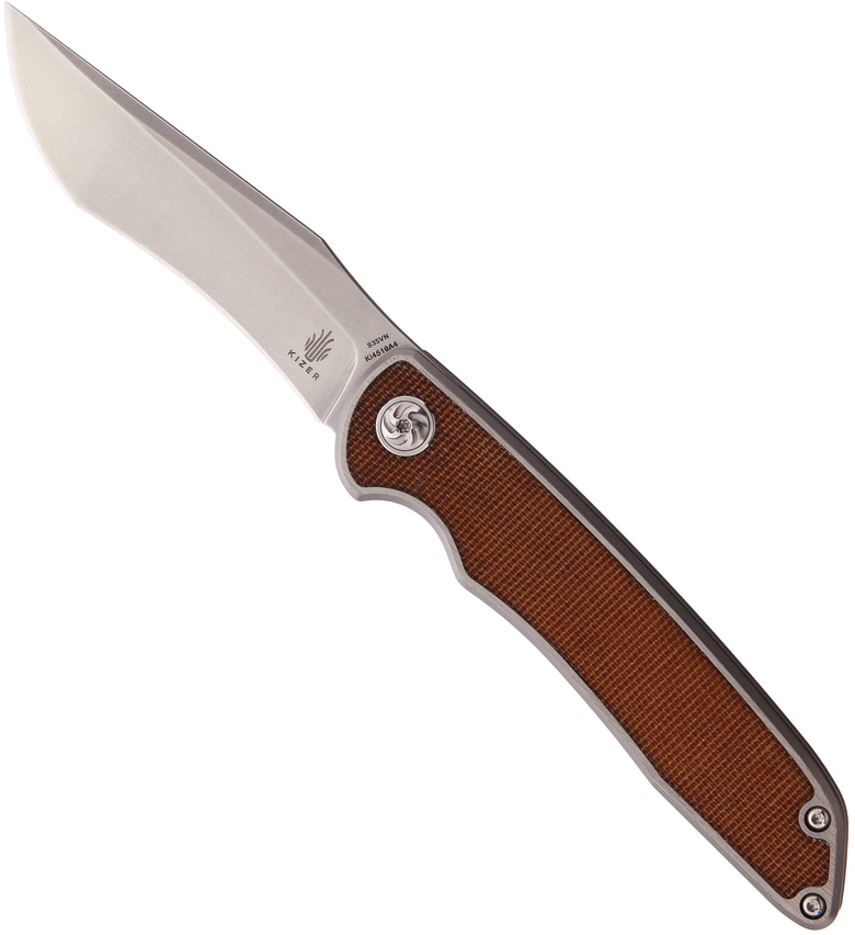 Kizer Cutlery Matanzas Framelock Brown Micarta Inlay S35VN Stainless Blade