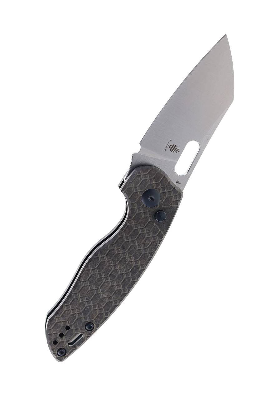 Kizer MINI Towser K Chocolate Glacier Richlite V3593E1 Button Lock Folding Knife product image